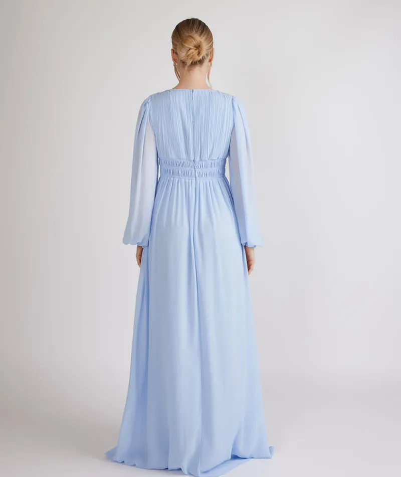 New Six Stories Balloon Sleeve Chiffon Bridesmaid Dress - Cornflower Blue