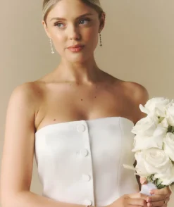 Discount Six Stories Bandeau Button Through Tailored Waistcoat - White