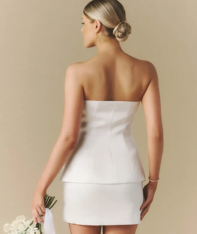 Discount Six Stories Bandeau Button Through Tailored Waistcoat - White