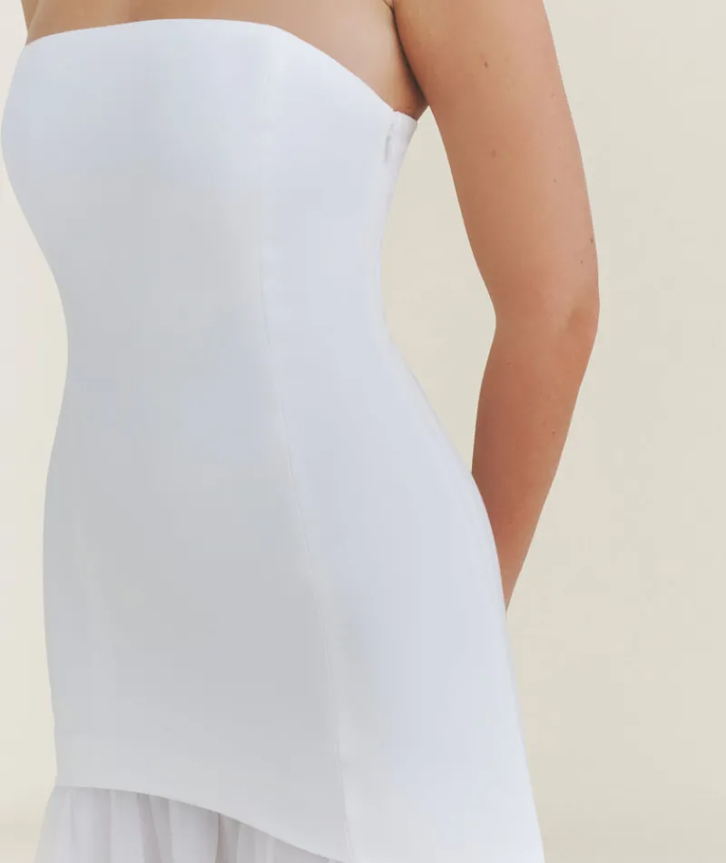 Clearance Six Stories Bandeau Drop Waist Maxi Dress – White