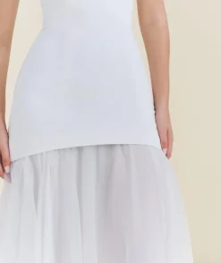 Clearance Six Stories Bandeau Drop Waist Maxi Dress – White