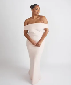 Best Six Stories Bardot Gathered Crepe Bridesmaid Dress - Blush