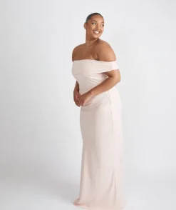 Best Six Stories Bardot Gathered Crepe Bridesmaid Dress - Blush