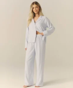 Clearance Six Stories Blue Stripe Boxer Pyjama Trousers - Baby Blue