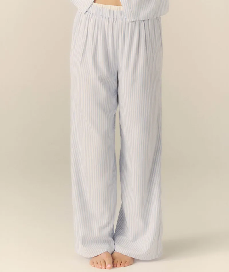 Clearance Six Stories Blue Stripe Boxer Pyjama Trousers - Baby Blue