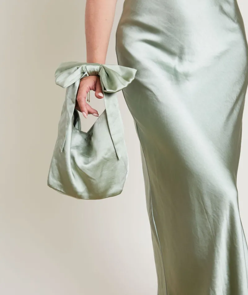 Outlet Six Stories Bow Detail Satin Pouch Bag
