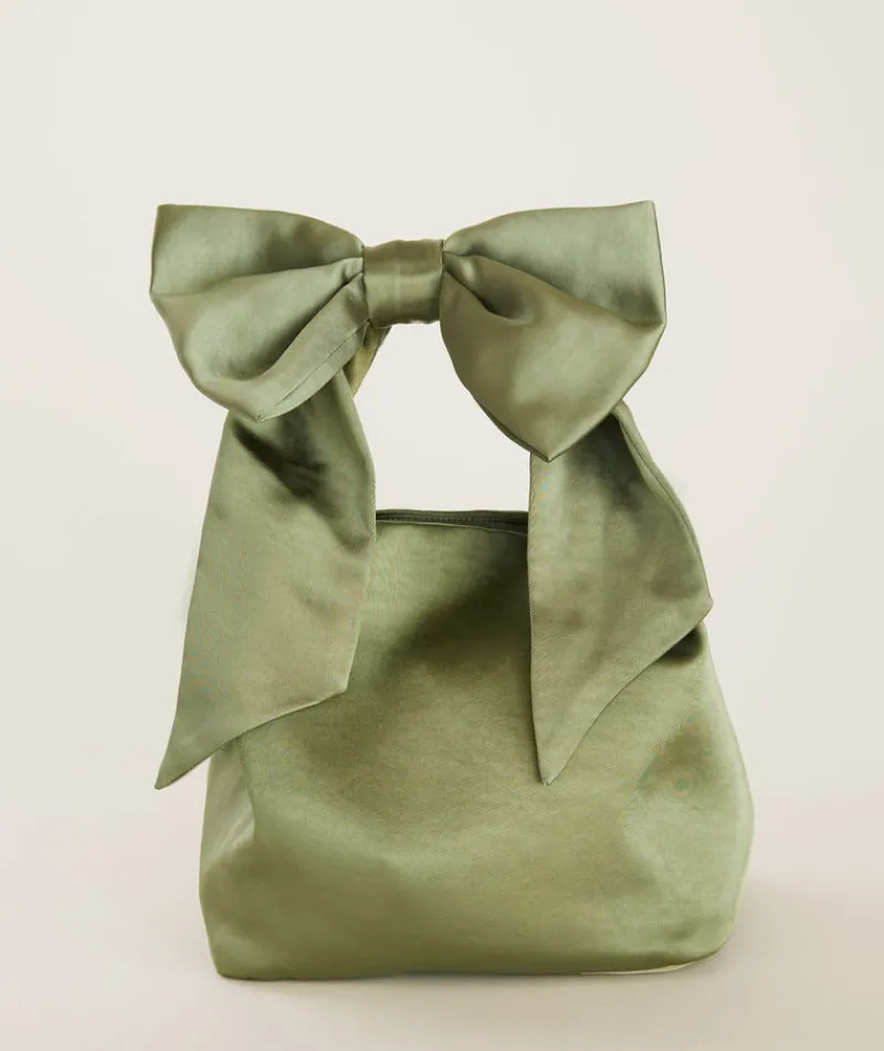 Outlet Six Stories Bow Detail Satin Pouch Bag
