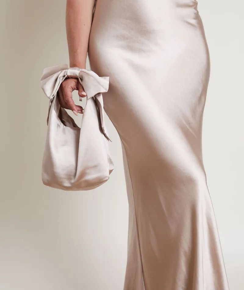 Outlet Six Stories Bow Detail Satin Pouch Bag