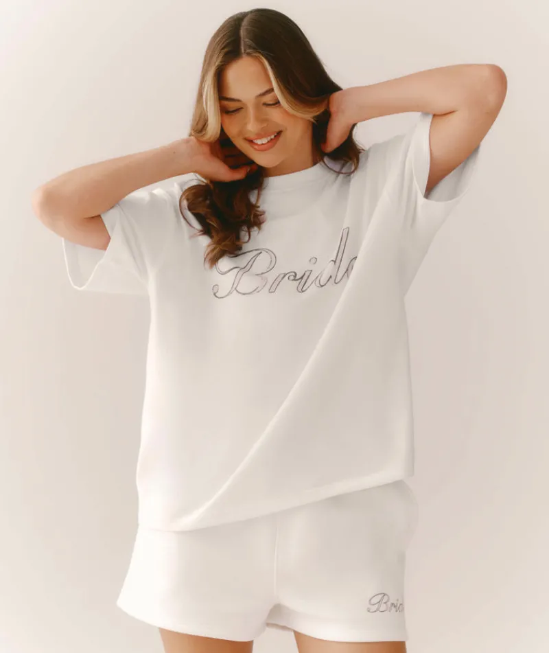 Sale Six Stories Bride Graphic Relaxed Shorts - White
