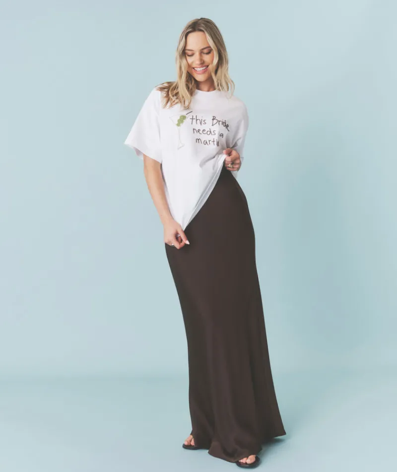 Clearance Six Stories Bride Needs a Martini Beaded Tee - White