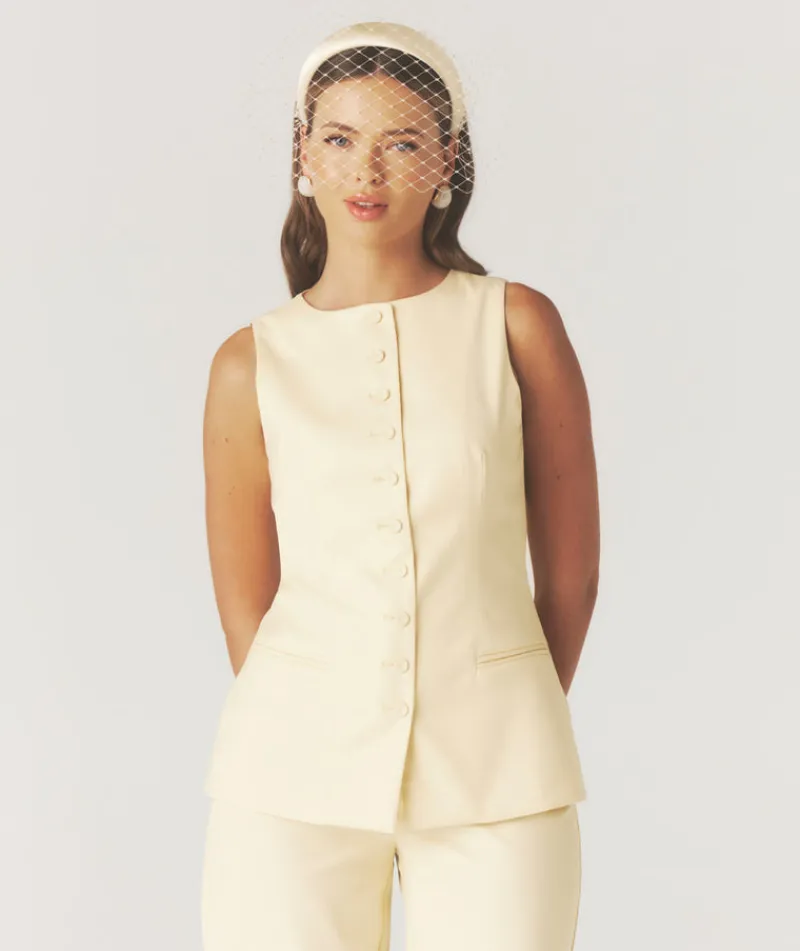 Discount Six Stories Button Through Tailored Waistcoat - Lemon