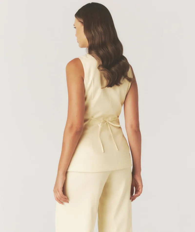 Discount Six Stories Button Through Tailored Waistcoat - Lemon