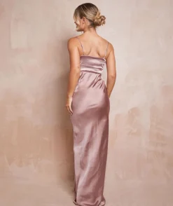 Six Stories Cami Cowl Front Satin Bridesmaid Dress - Rose