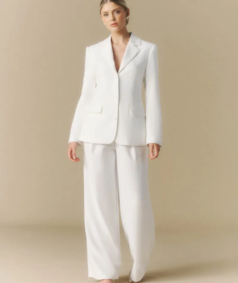 Sale Six Stories Cinched Tailored Bridal Blazer - Off White