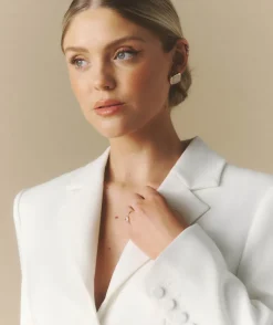Sale Six Stories Cinched Tailored Bridal Blazer - Off White