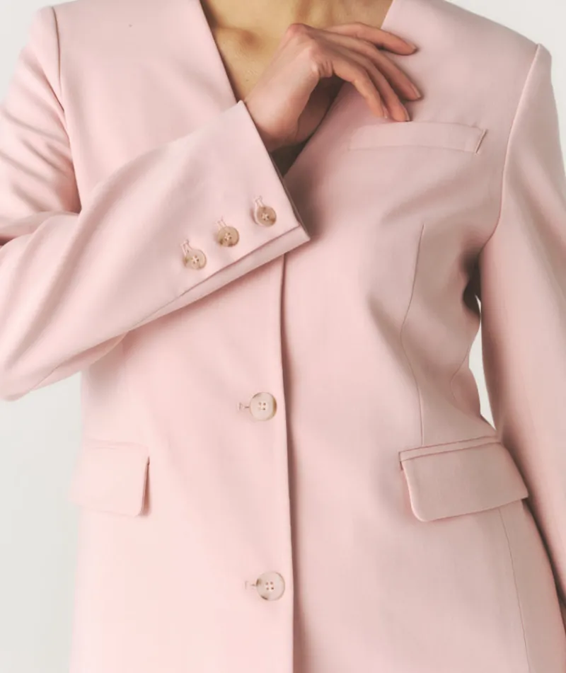 Best Six Stories Collarless Tailored Jacket - Pink