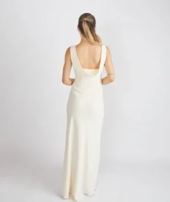 Clearance Six Stories Cowl Back Crepe Bridesmaid Dress - Almond