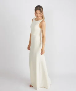Clearance Six Stories Cowl Back Crepe Bridesmaid Dress - Almond
