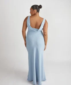 Clearance Six Stories Cowl Back Crepe Bridesmaid Dress - Pale Blue