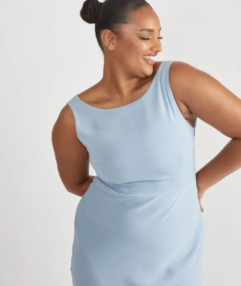 Clearance Six Stories Cowl Back Crepe Bridesmaid Dress - Pale Blue