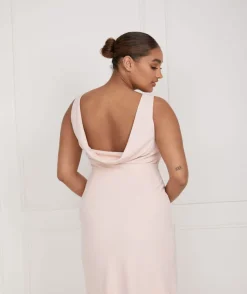 Six Stories Cowl Back Crepe Bridesmaid Dress - Blush