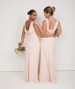 Six Stories Cowl Back Crepe Bridesmaid Dress - Blush