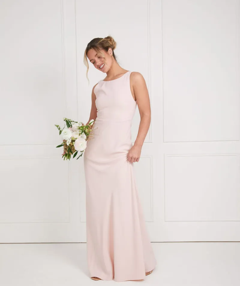 Six Stories Cowl Back Crepe Bridesmaid Dress - Blush