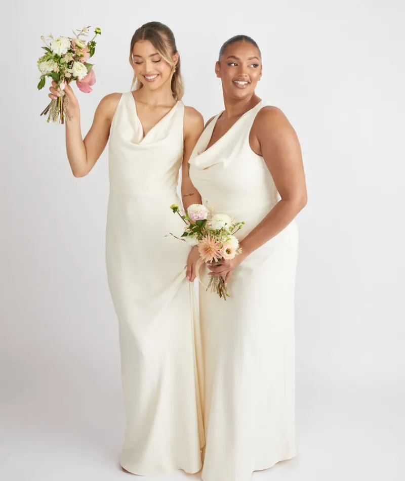 Online Six Stories Cowl Front Crepe Bridesmaid Dress - Almond