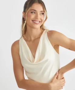 Online Six Stories Cowl Front Crepe Bridesmaid Dress - Almond