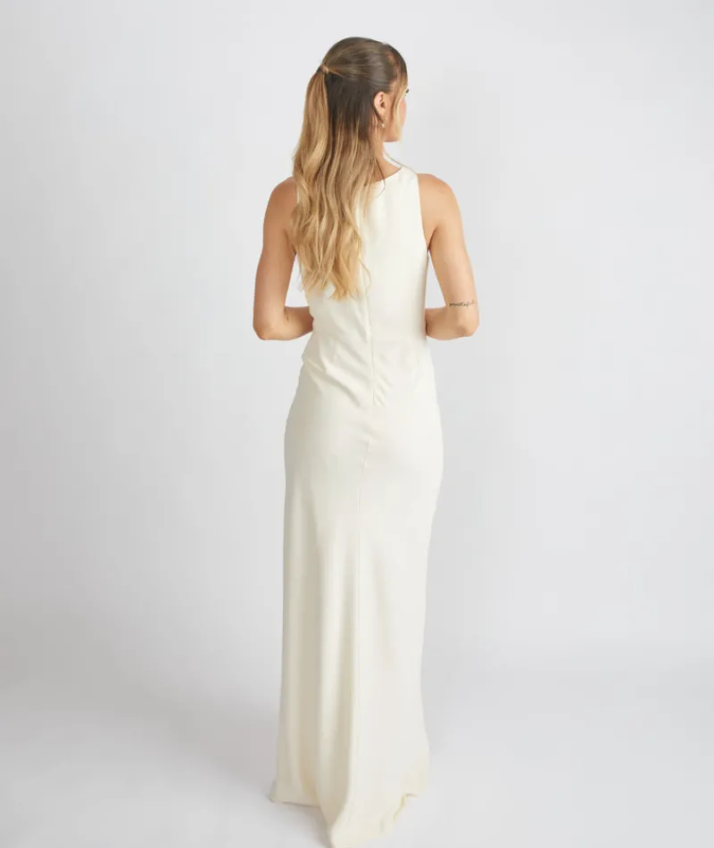 Online Six Stories Cowl Front Crepe Bridesmaid Dress - Almond