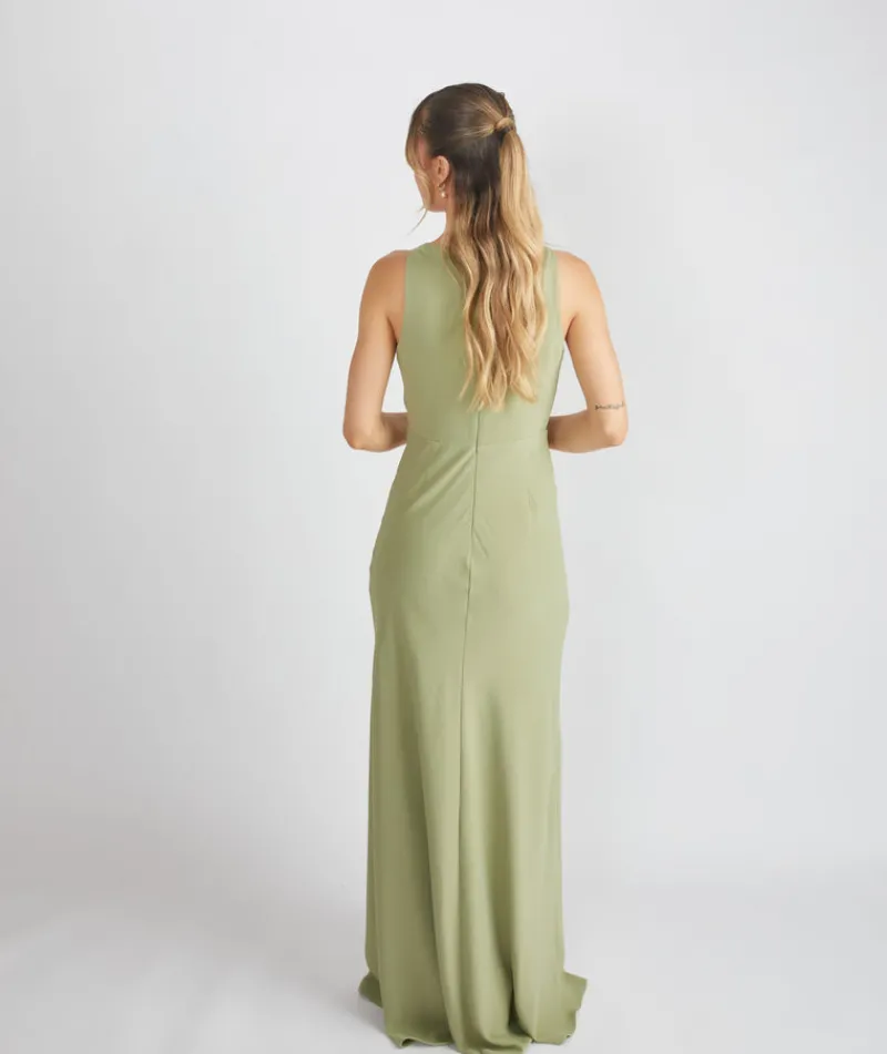 Outlet Six Stories Cowl Front Crepe Bridesmaid Dress - Sage