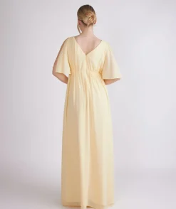 Sale Six Stories Flutter Sleeve Maternity Chiffon Bridesmaid Dress - Butter Lemon