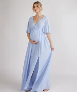 Outlet Six Stories Flutter Sleeve Maternity Chiffon Bridesmaid Dress - Cornflower Blue