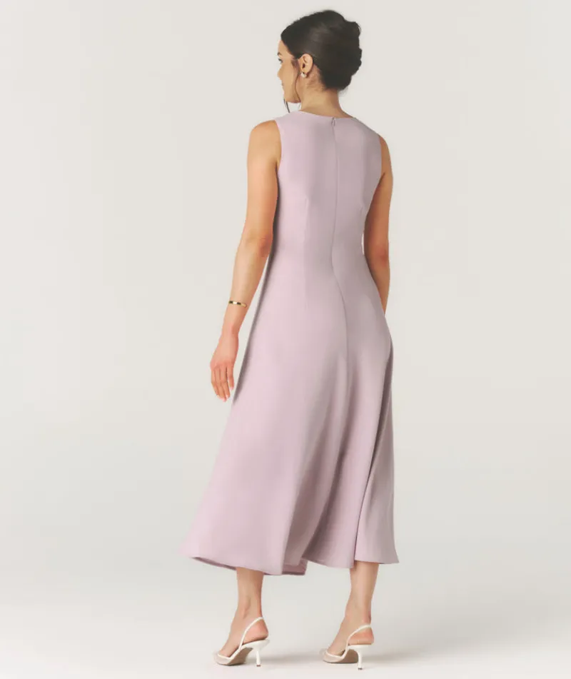 Clearance Six Stories Knot Detail Sleeveless Midi Dress - Pale Lilac