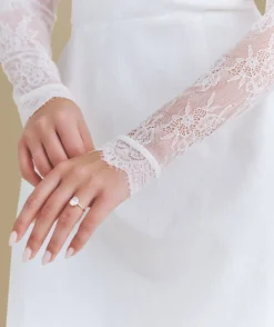 Sale Six Stories Lace Sleeve Cup Detail Mini Dress - White