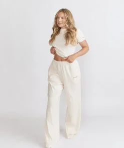 Best Six Stories Long Sleeve Pointelle Pyjama Top & Wide Leg Trouser Pyjama Set - Rosewater