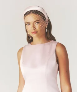 Six Stories Mesh Overlay Satin Fascinator - Pale Pink
