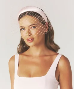 Six Stories Mesh Overlay Satin Fascinator - Pale Pink