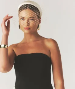 Best Six Stories Mesh Overlay Satin Fascinator - Lemon