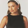 Discount Six Stories Mesh Printed Chunky Head Band - White Polka Dot