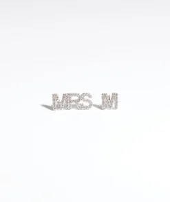 Six Stories Personalised Mrs Earrings - White Gold