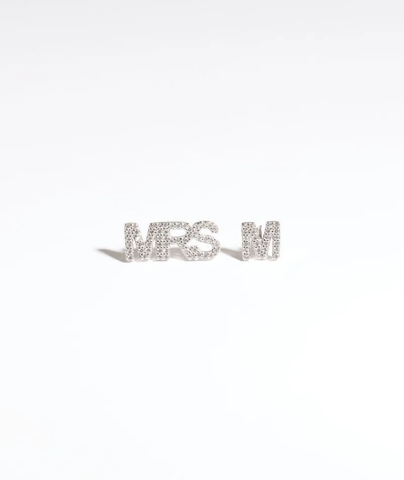 Six Stories Personalised Mrs Earrings - White Gold