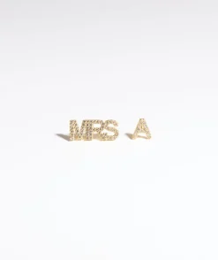 Outlet Six Stories Personalised Mrs Earrings - Gold