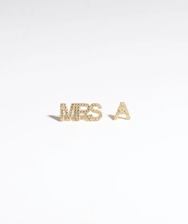 Outlet Six Stories Personalised Mrs Earrings - Gold