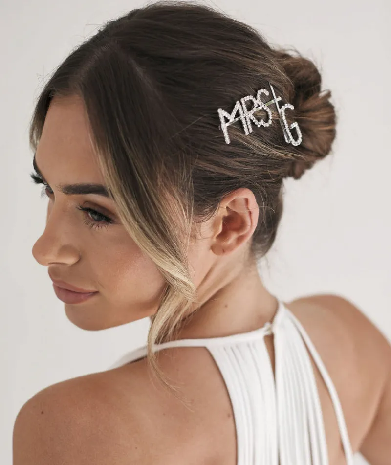 Sale Six Stories Personalised Mrs Hair Slide - Silver