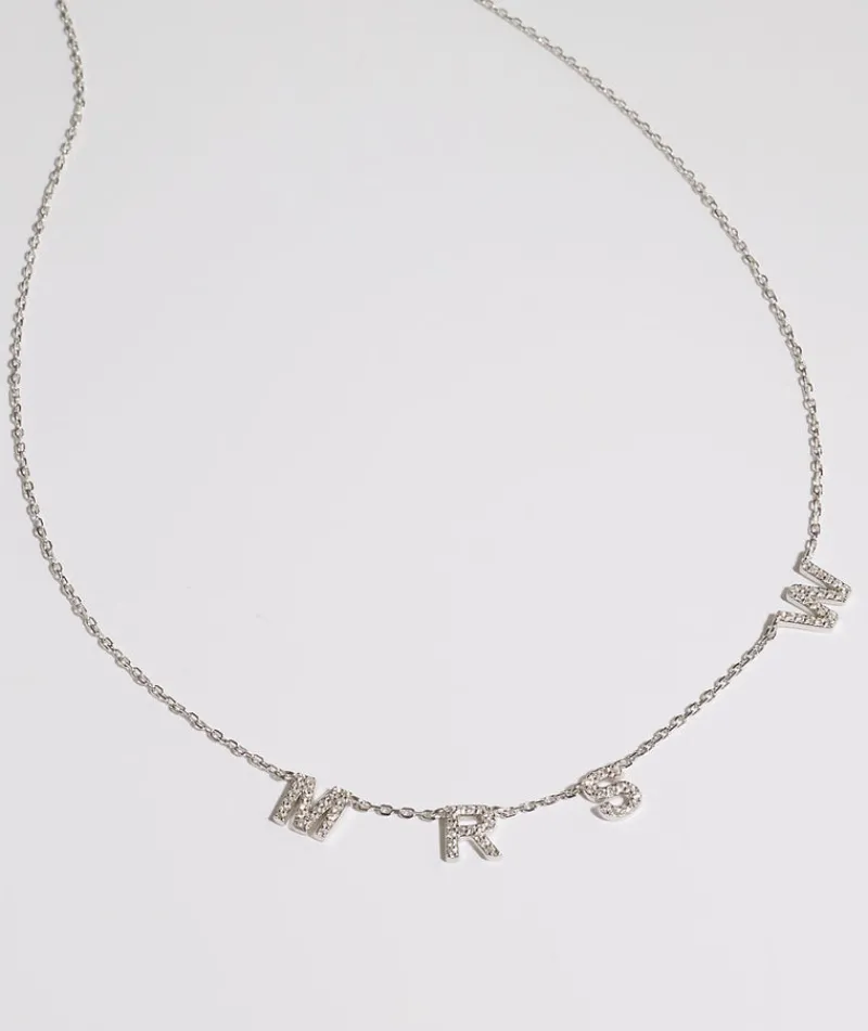 Six Stories Personalised Mrs Necklace - White Gold