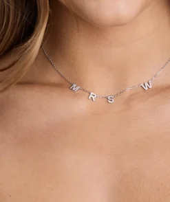 Six Stories Personalised Mrs Necklace - White Gold