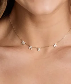 Online Six Stories Personalised Mrs Necklace - Gold