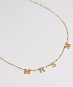 Online Six Stories Personalised Mrs Necklace - Gold