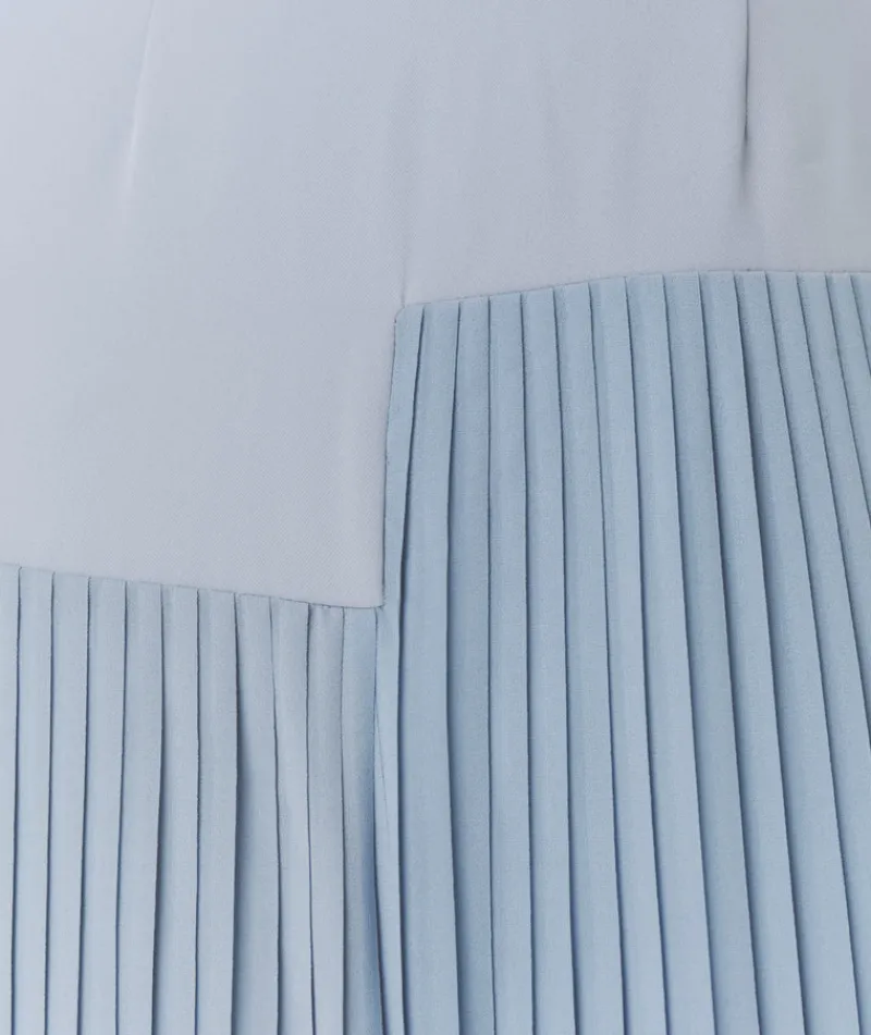 Clearance Six Stories Pleated Cap Sleeve Maxi Dress - Blue